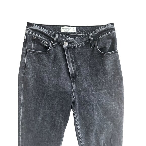 ABERCROMBIE & FITCH  The 90s Slim Straight Ultra High Rise Gray Jeans Sz 27 US 4 - Picture 4 of 8